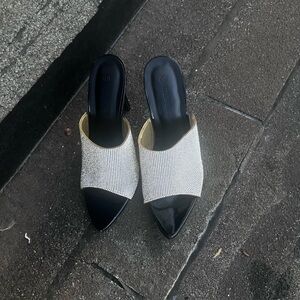 Elegant Black and Silver Women's Mules